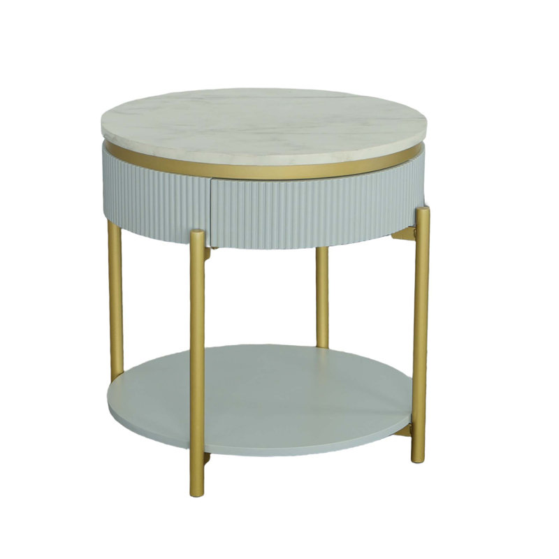 Nardine End Table with Storage, Deco Mist