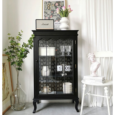 Présentoir 45,08 "en bois massif noir standard et armoires en porcelaine