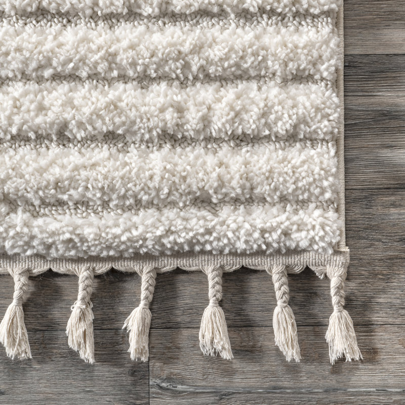Geometric Shag Tassel Area Rug, Rectangle 6'7" x 9'