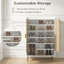 Armoire de rangement à 7 niveaux avec accents dorés - Range-chaussures réglable, organisateur de cuisine et de vestibule avec portes-870266060