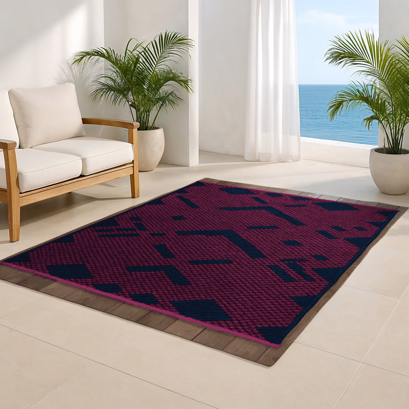 Trellis Purple Indoor and Outdoor Area Rug, Rectangle 8' x 10'
