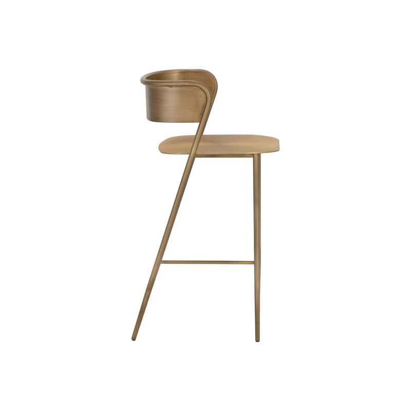 Syed Bar Stool, Antique Gold, Counter Stool (25.50” Seat Height)