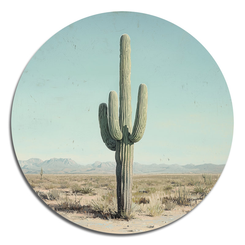 Art mural rond en métal Saguaro, H 23 po x l 23 po