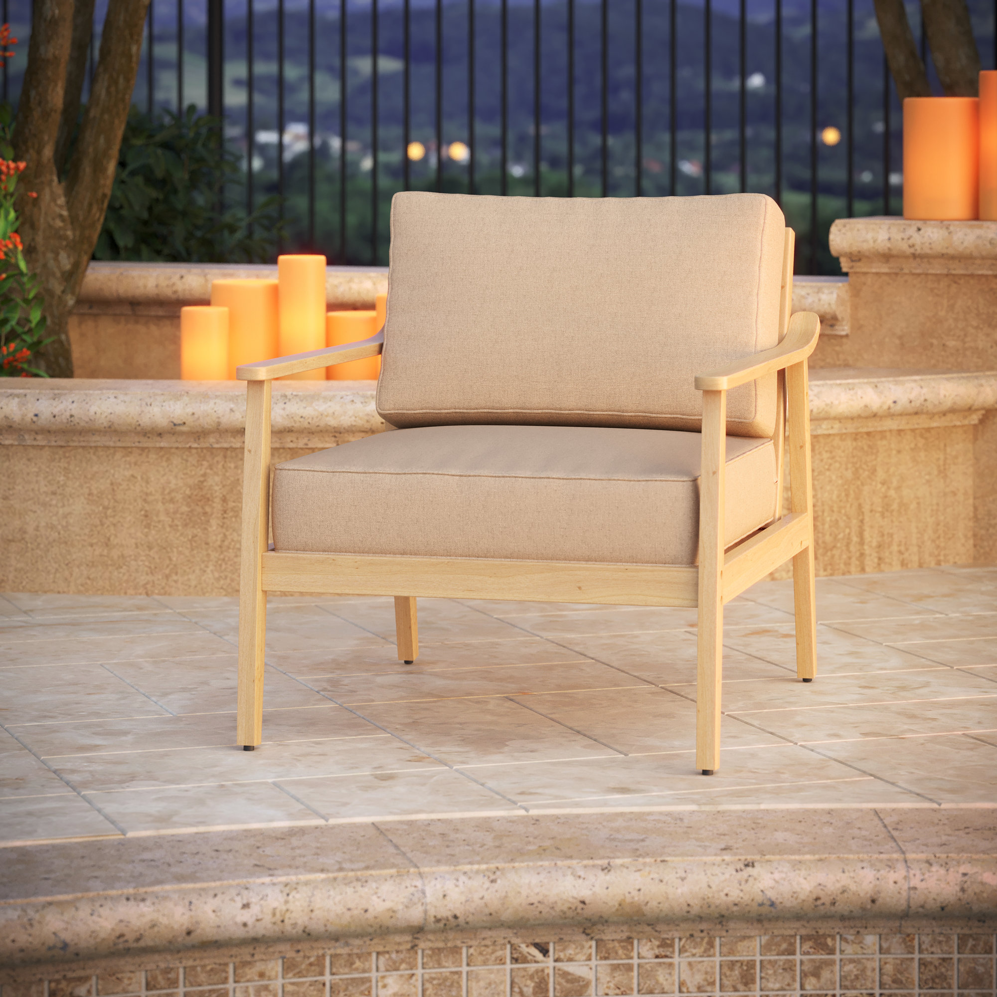 Outdoor Sunbrella Seat/Back Cushion, Antique Beige Sunbrella® Canvas