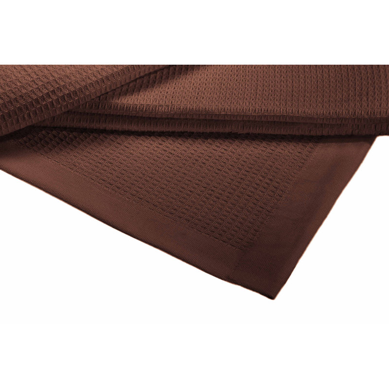 Brown Queen Size Cotton Waffle Knit Blanket