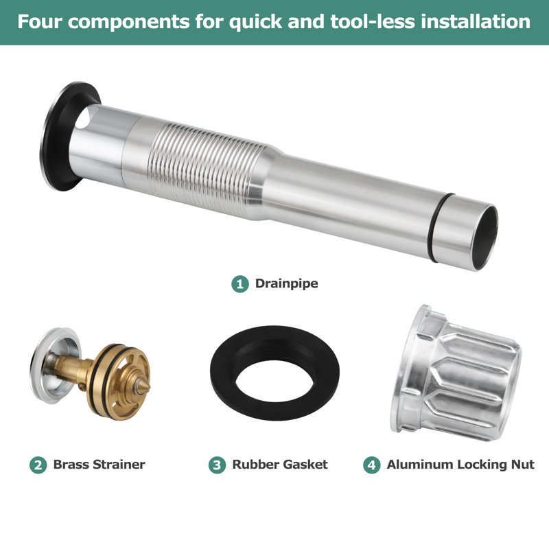 Pop-Up Bathroom Sink Drain With Overflow, Chrome