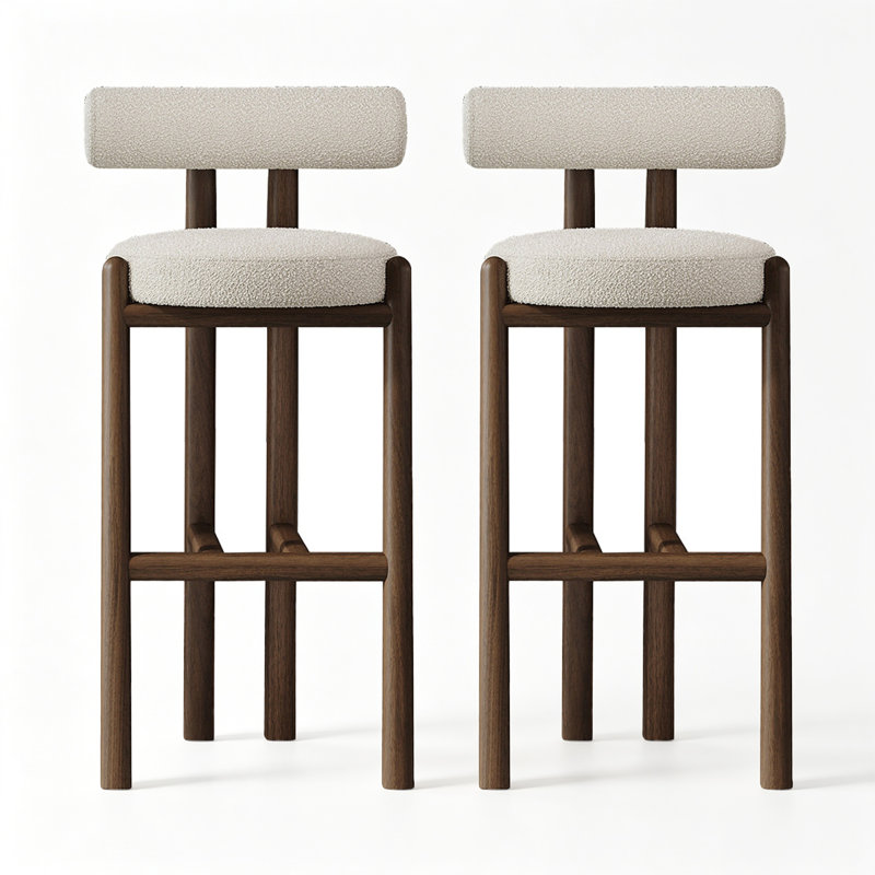 Chaise d'appoint à dossier bas en noyer (ensemble de 2), 4, 37.40"