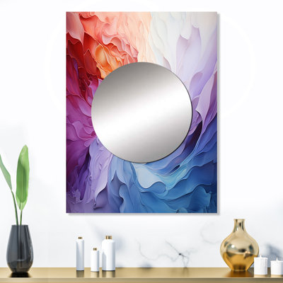 Colourful White Rainbow Spiral III - miroir mural arc-en-ciel, miroir décoratif traditionnel, impression d'art en métal