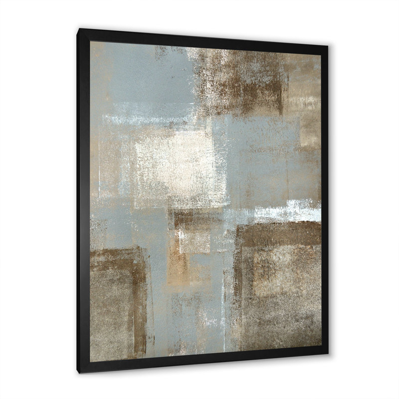«Gray Meets Brown Abstract Art VI», reproduction sur toile, Cadre d'angle fermé noir, H 20 po x l 12 po x P 1 po