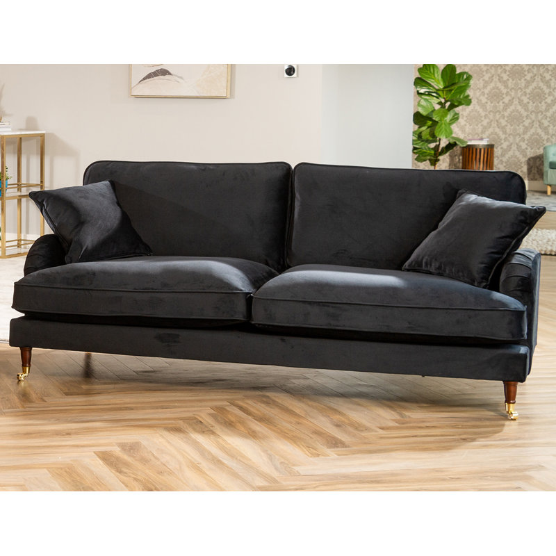 Fabiola Velvet Sofa, Black, 4