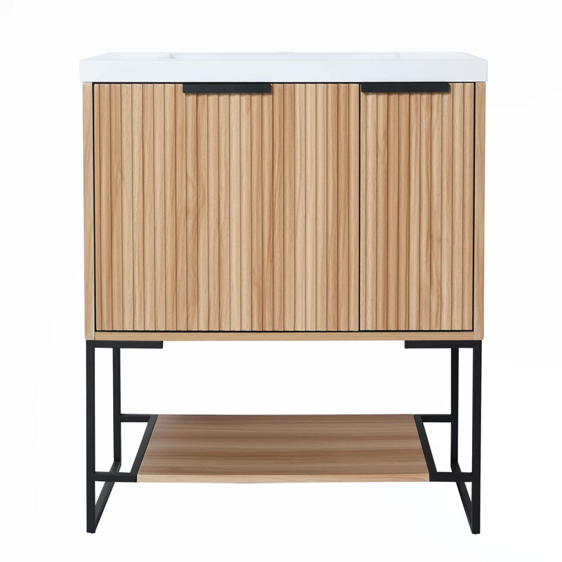 Meuble-lavabo autoportant avec lavabo en résine