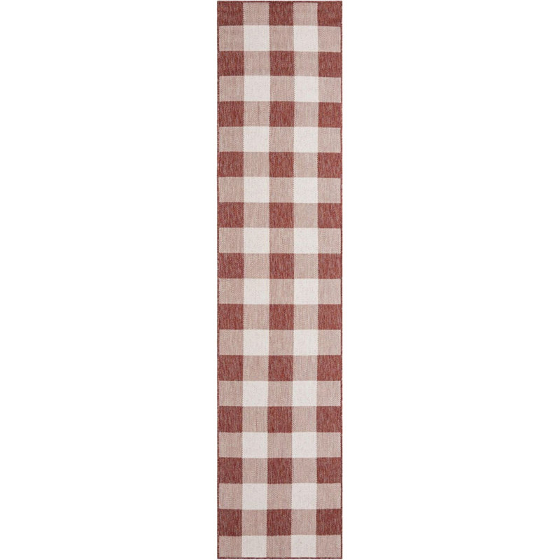 Tapis intérieur / extérieur rouge Borland, Tapis de couloir 2 pi 7 po x 12 pi