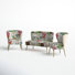 3-Piece Polyester Upholstered Living Room Set with Metal Legs