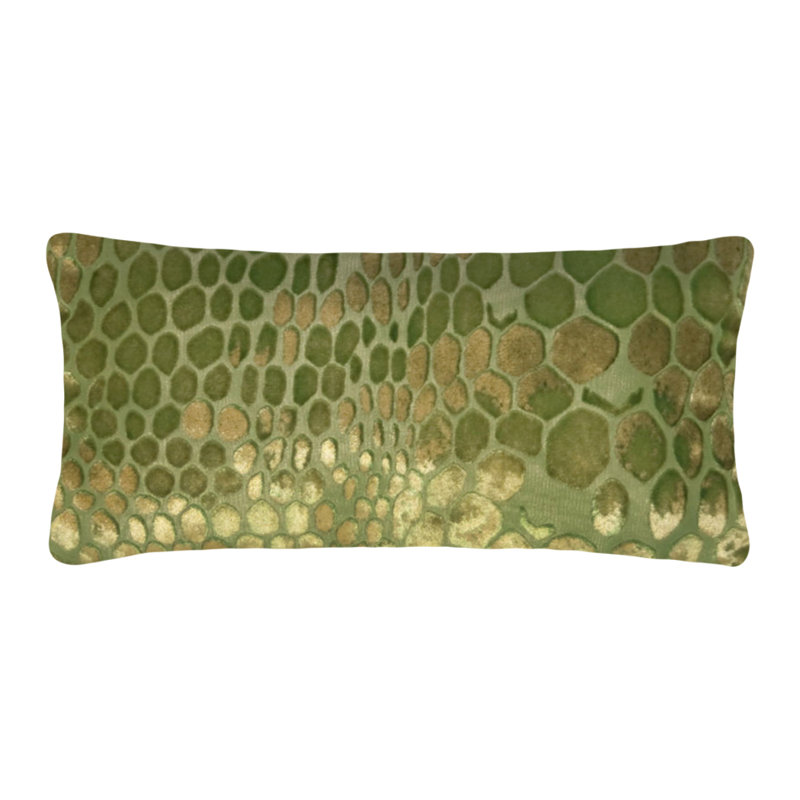 Snakeskin Rectangle Velvet Pillow Cover & Insert, Grass