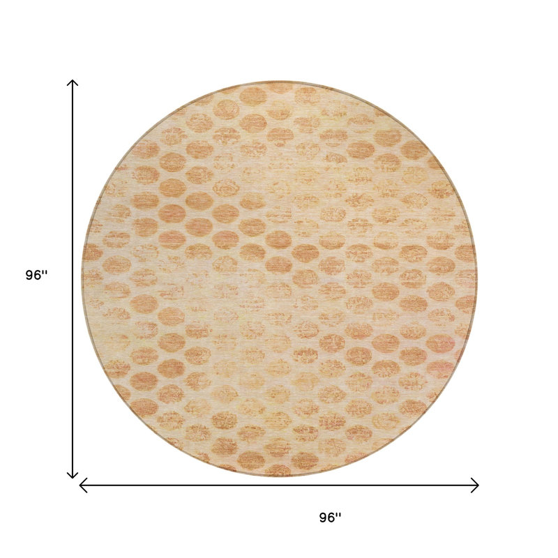 Tapis extérieur lavable à pois rond 8 pi pêche et rouille