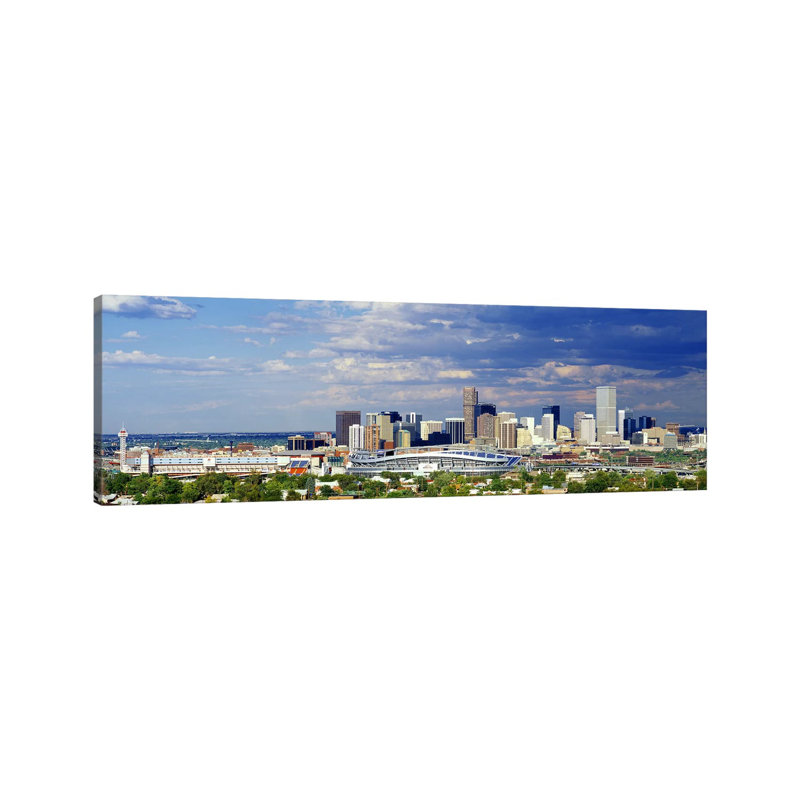 USA, Colorado, Denver, Invesco Stadium, High Angle View Of The City - Wrapped Canvas Panoramic Print