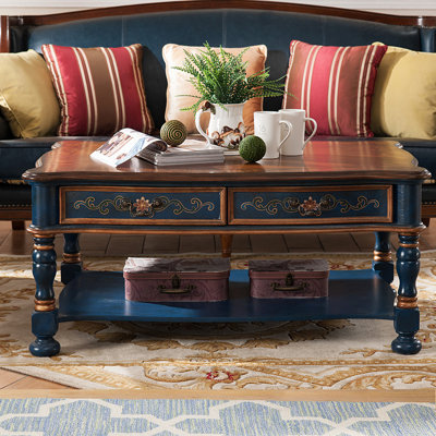 American vintage hand painted coffee table