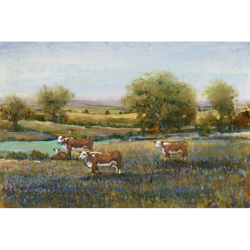 Field of Cattle II by Timothy O' Toole - Painting Print, 20cm H x 30cm W, Wrapped Canvas