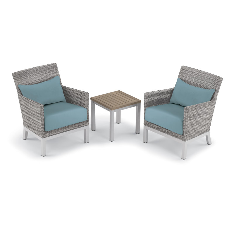 Ensemble de conversation modulaire avec coussins 3 pièces Saleem, Bleu givré