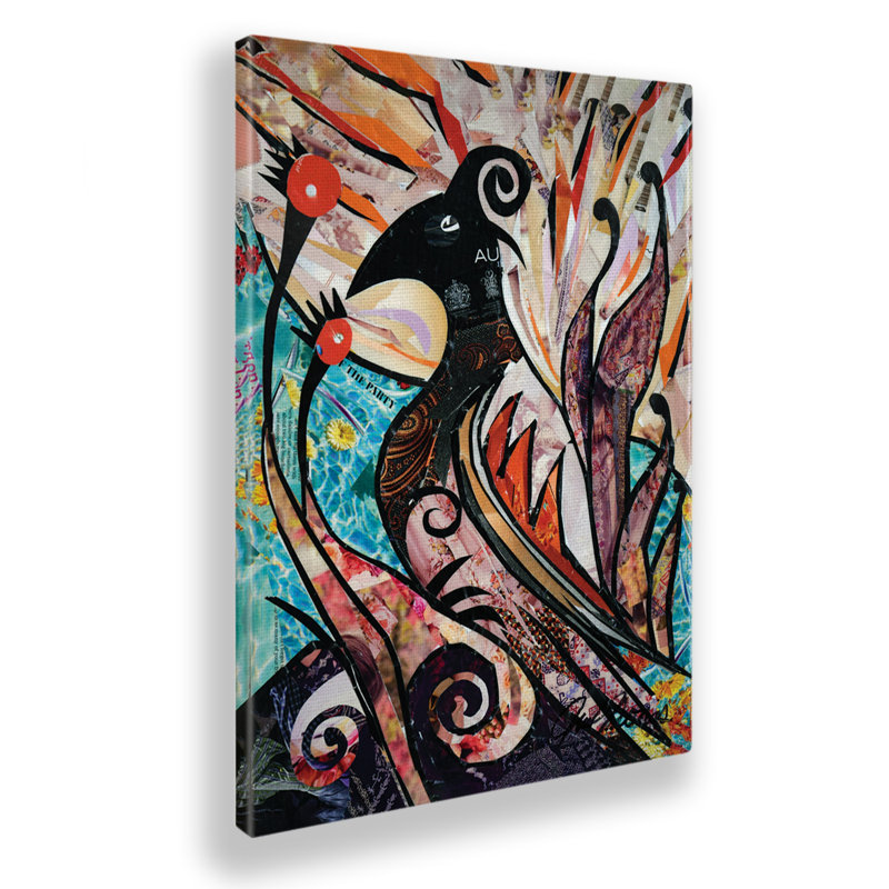Uccello Astratto - Unframed Painting on Canvas, 100cm H x 70cm W