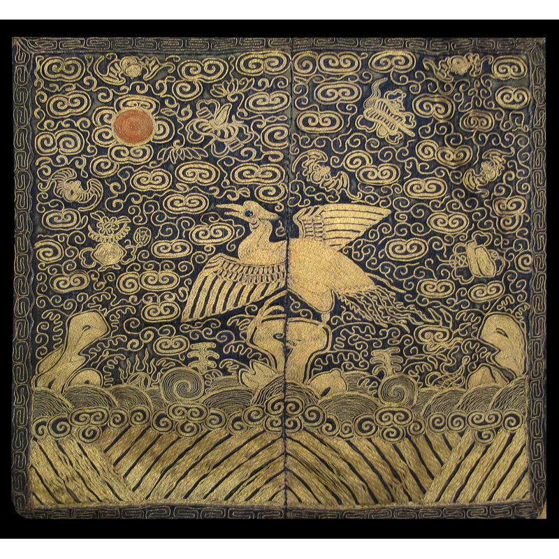 Tapis chinois antique en laine et textile
