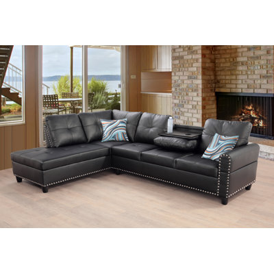 Braelynne Faux Leather L-Shaped Sectional