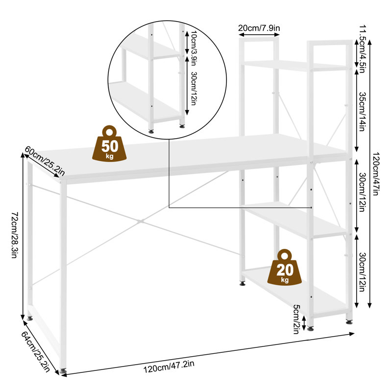 Anderegg Writing Desk, White