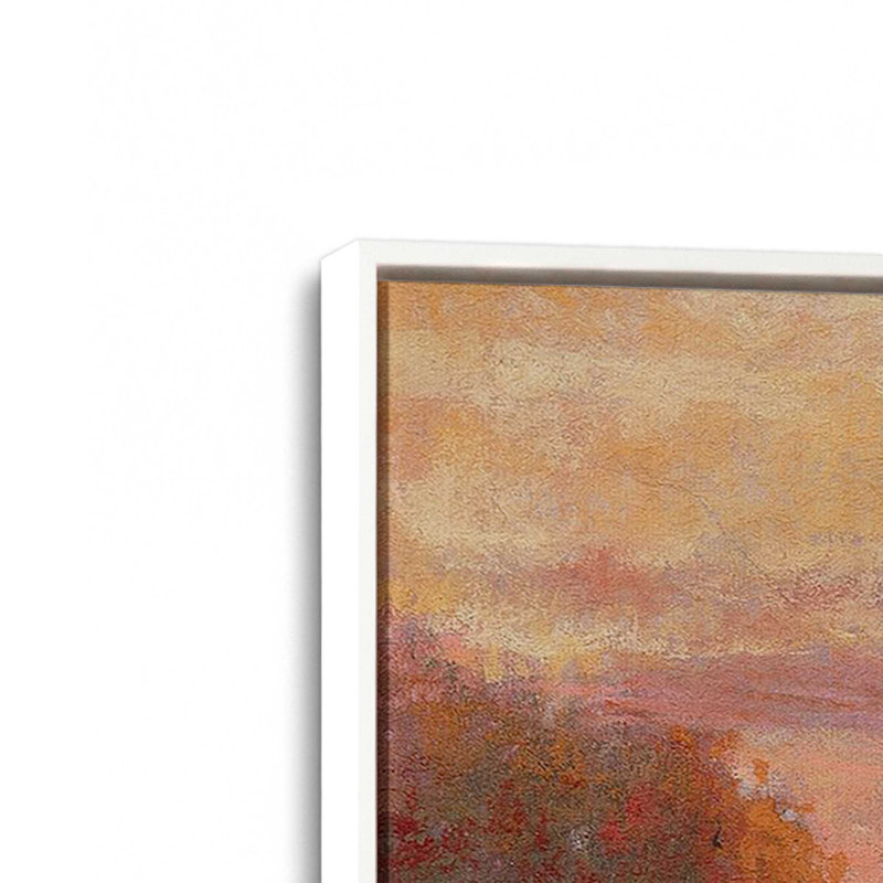 «Tangerine Skies On Canvas» par Carol Strock Wasson, reproduction, Cadre flottant blanc, H 26 po x l 38 po x P 1,75 po