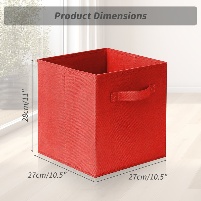 Fabric Storage Boxes Foldable Clothing Storage, Red