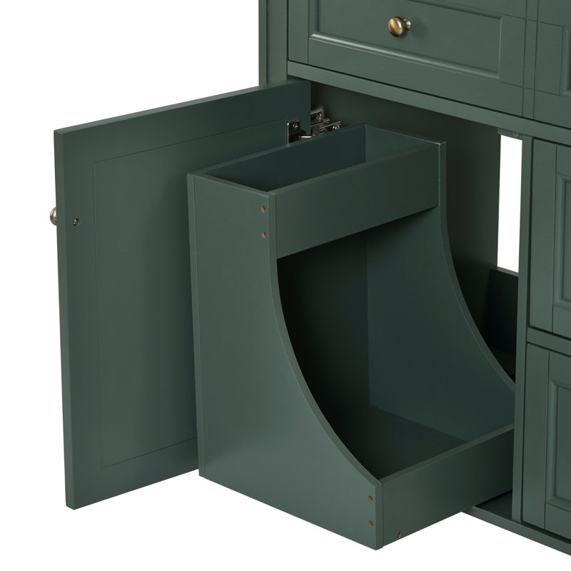 Bathroom Storage Cabinet With 2 Drawers And A Tip-Out Drawer, Green
