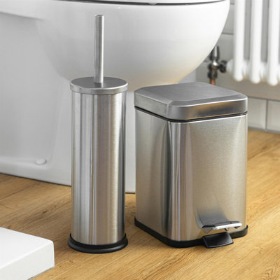 Harbour Housewares - 2x Round Toilet Brushes with Holder - Toilet Cleaning Brush Set with Non Slip Base