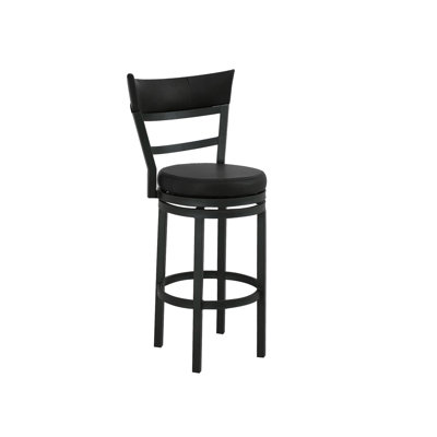 Black Upholstered Seat & Metal Frame Barstool