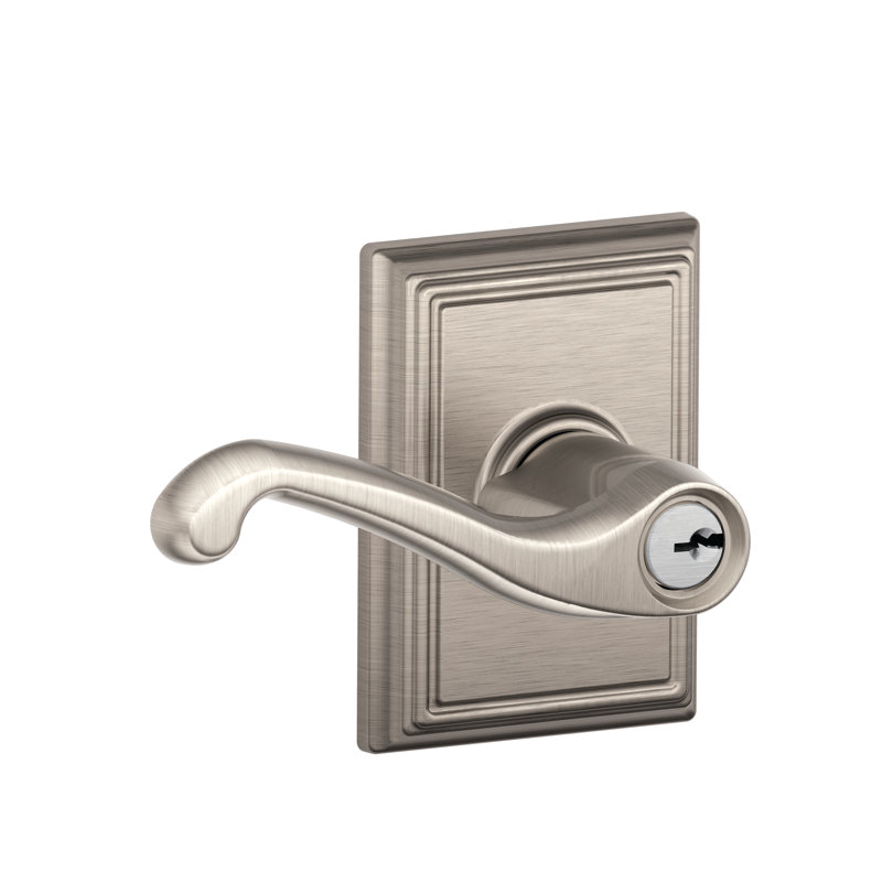 Flair Lever with Addison Trim Keyed Entry Lock, Satin Nickel, Keyed Alike, Yes