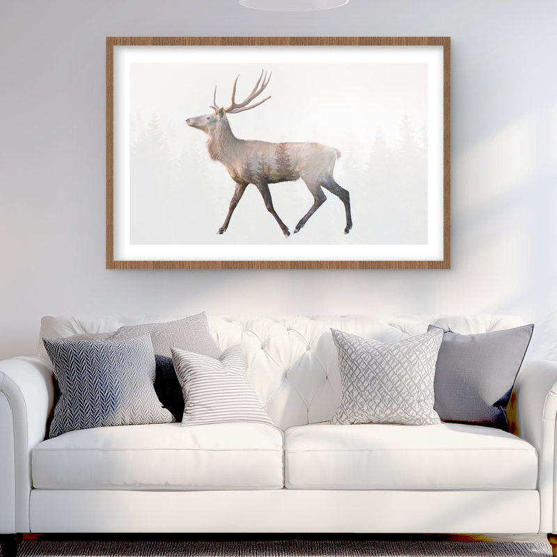 Deer and Forest Rustic Living Room, Brun