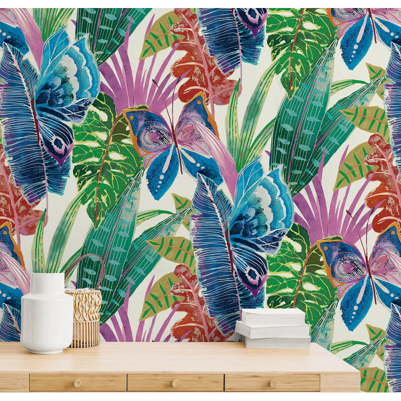 Floral Vinyl Peel & Stick Wallpaper Roll, White