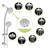 4.7" Rain Showerhead And 8 Hand Shower Dual Shower, , Hose, Plastic Wall Mounted Head With Showerhead, 8 Modes, Slide-120951972