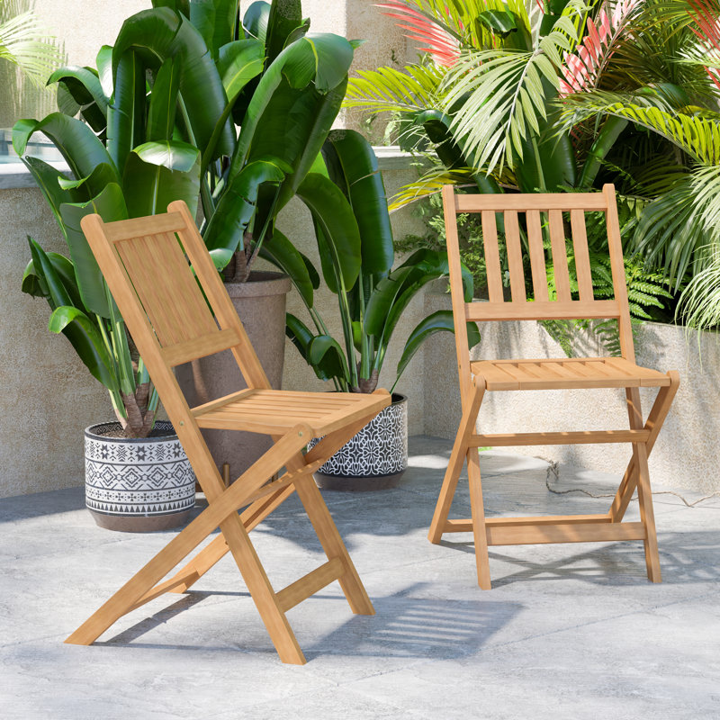 Chaises de bistro de patio pliantes en bois d'acacia intérieur / extérieur Enerson