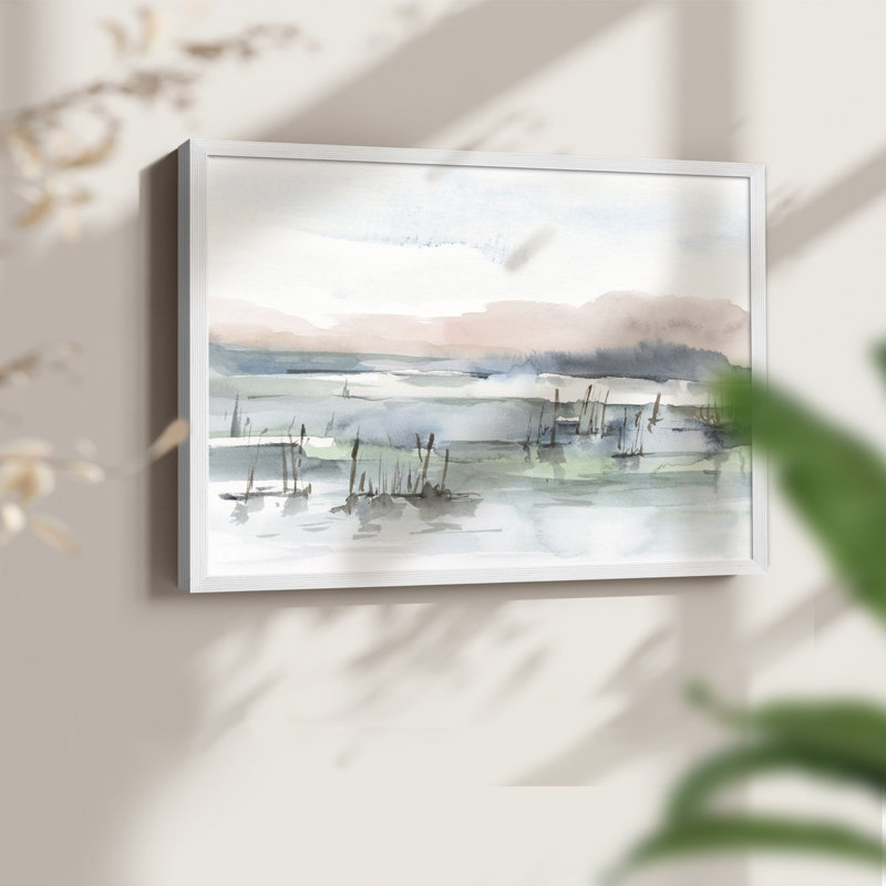 Marsh Cattails I -Framed Print - Restickable, H 11 po x l 14 po, Blanc