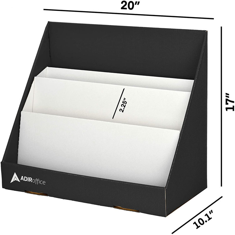 Adiroffice 3 Tiered Cardboard Bookshelf, Black