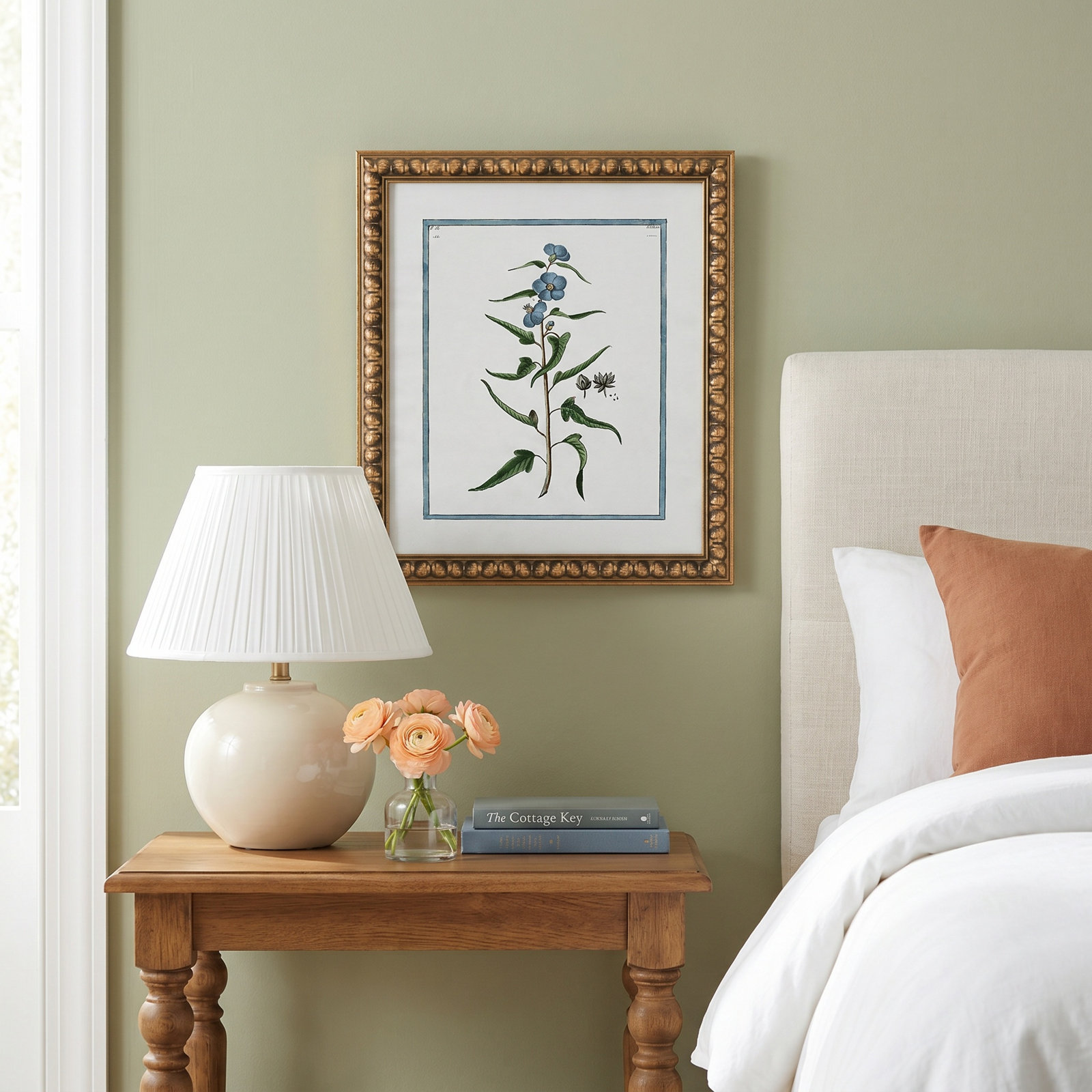 Shabby Elegance Botanical I - Framed Art Full Bleed, Gold Bead Framed, 17" W x 20" H