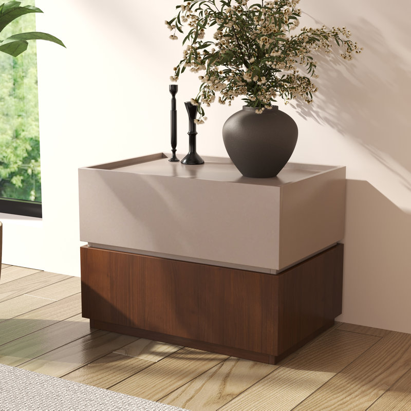 Heckman Modern Modular Light Oak Nightstand,4 Drawers For Bedroom, Modular Assembly（Set of 2）, Brown/Beige