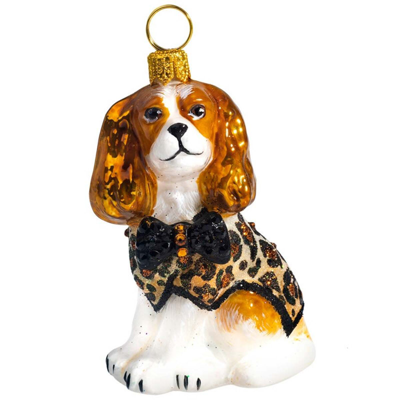 Cav King Blenheim in Leopard Coat/ Black Crystal Bow Tie