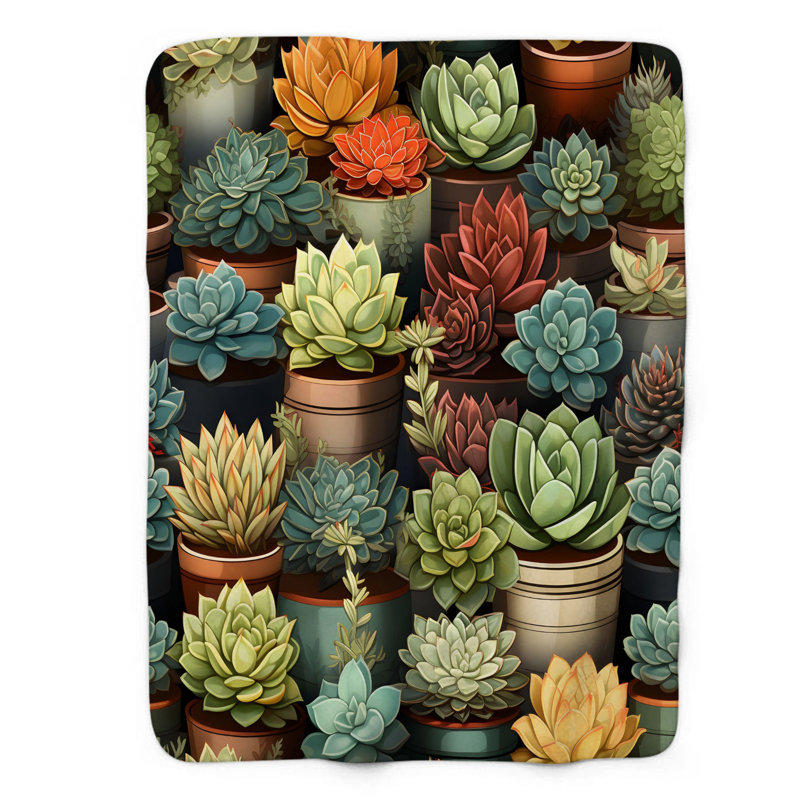 Bright Succulents - couverture de qualité supérieure 1 pièce, Lit simple