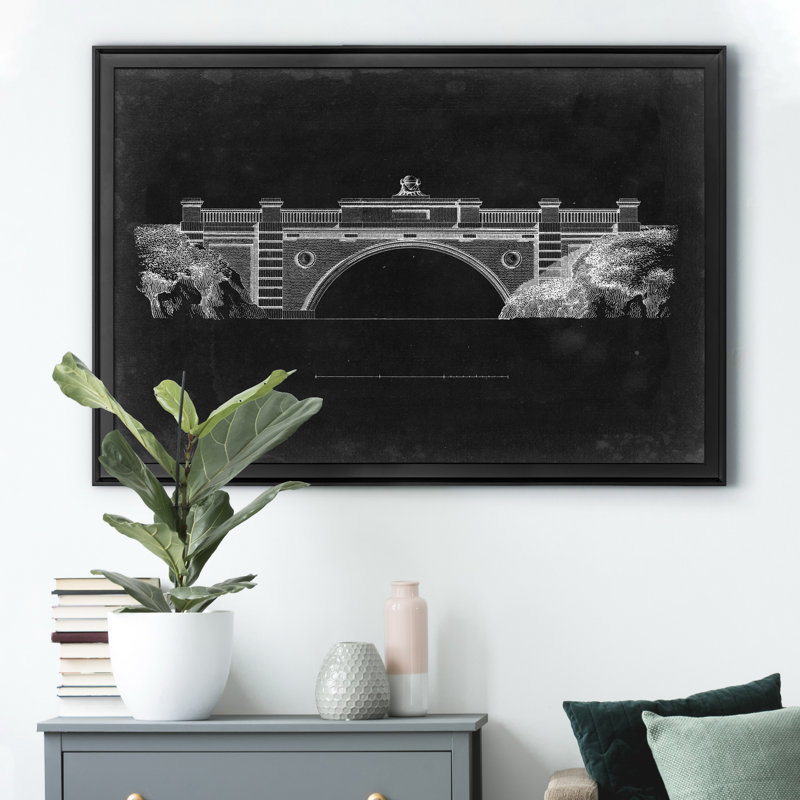 «Bridge Schématique II», impression sur toile encadrée, Noir, H 22,5 po x l 30,5 po x P 1,5 po