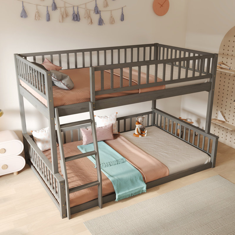 Lit superposé simple pour lit d'enfant TG / TG, Gris, Double TG sur grand