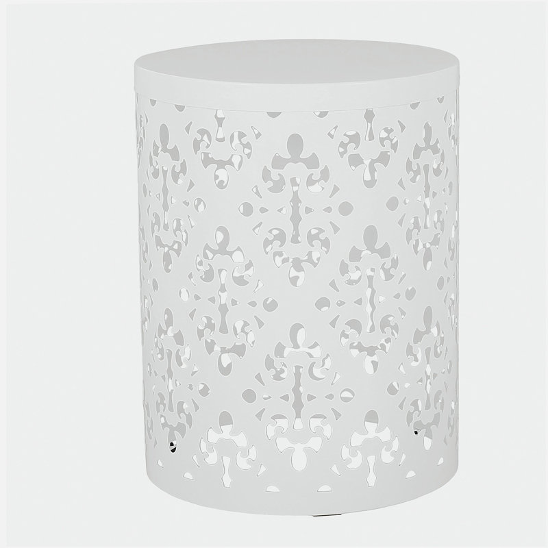 Nadilyn Round Metal Outdoor Side Table , 13.78'' in. W 13.78'' in. D, White