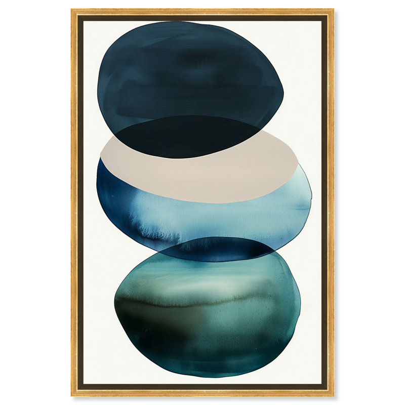 «Rain Drops Zoom Canvas Midcentury», art mural abstrait par Art Remedy, Cadre doré, H 46 po x l 31 po
