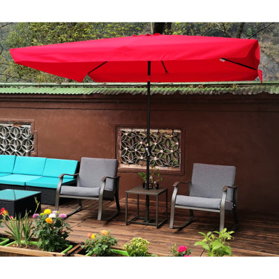 Parasol rectangulaire de 10 pi x 6,5 pi avec rouille - construction - inclinaison du bouton-poussoir rouge