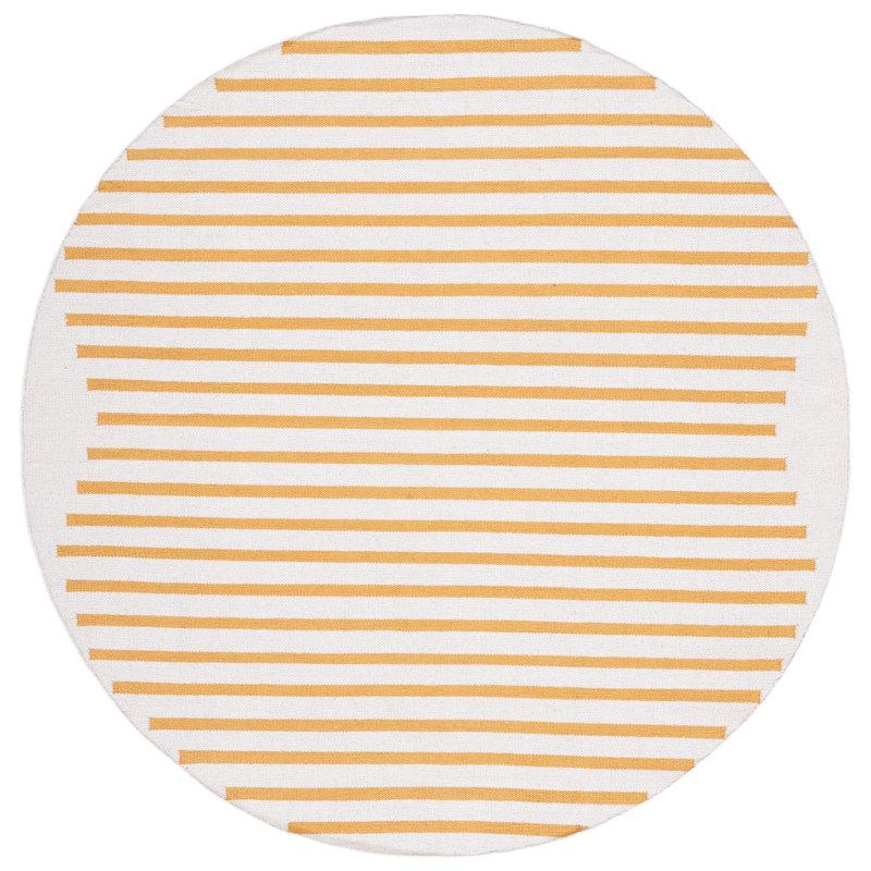 Estle Hand Woven Cotton Striped Rug, Round 6'