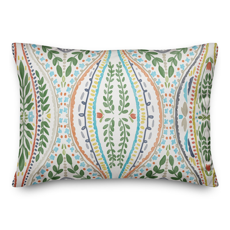 Housse et insert de coussin d'extérieur Juan, Blanc, Floral 1